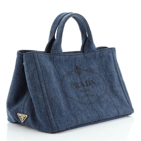 prada canapa denim tote bag|prada nylon shopper tote.